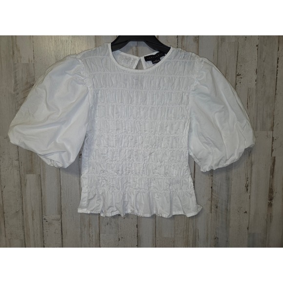 Sanctuary Tops - Sanctuary size XS White Smocked Blouse Top Bubble sleeve Cotton